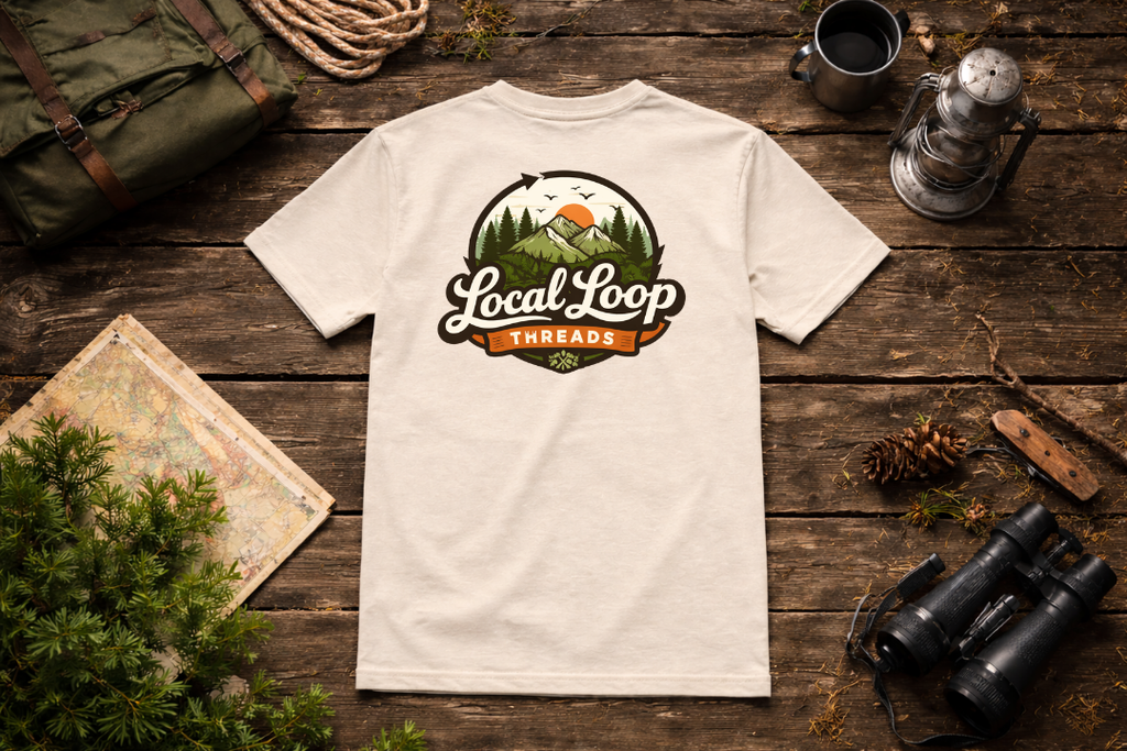 Local Loop Threads Mountain Logo T-Shirt — Outdoor Adventure Graphic Tee