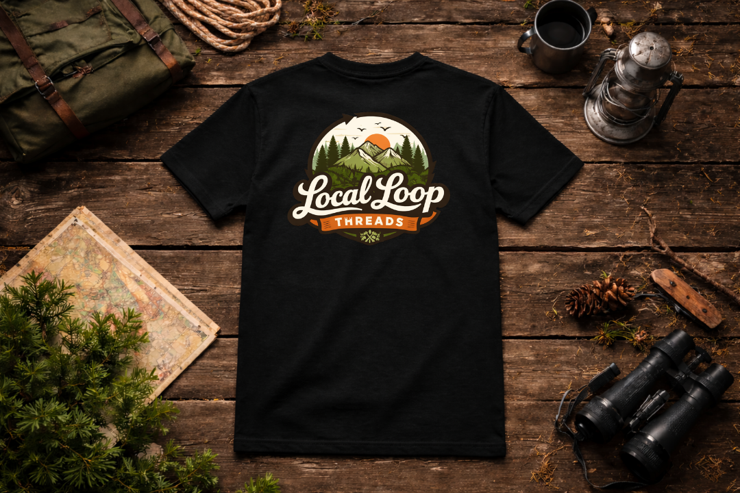Local Loop Threads Mountain Logo T-Shirt — Outdoor Adventure Graphic Tee