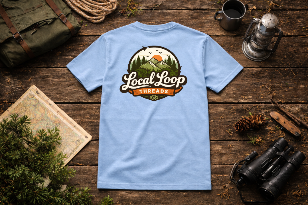 Local Loop Threads Mountain Logo T-Shirt — Outdoor Adventure Graphic Tee