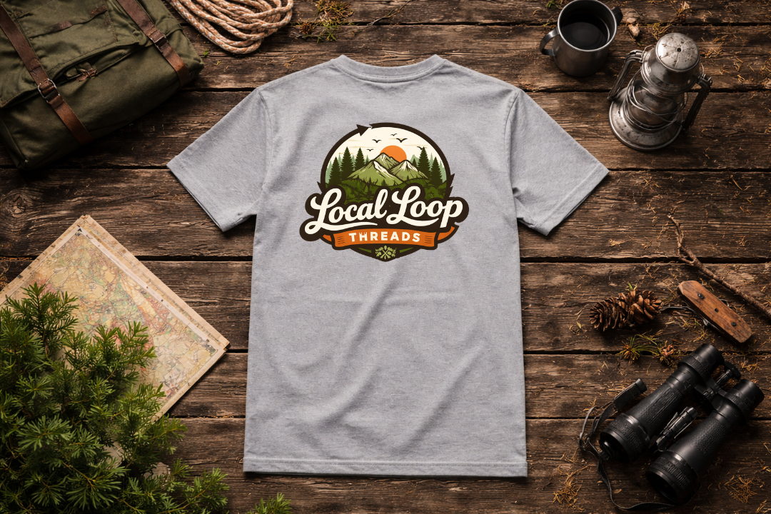 Local Loop Threads Mountain Logo T-Shirt — Outdoor Adventure Graphic Tee